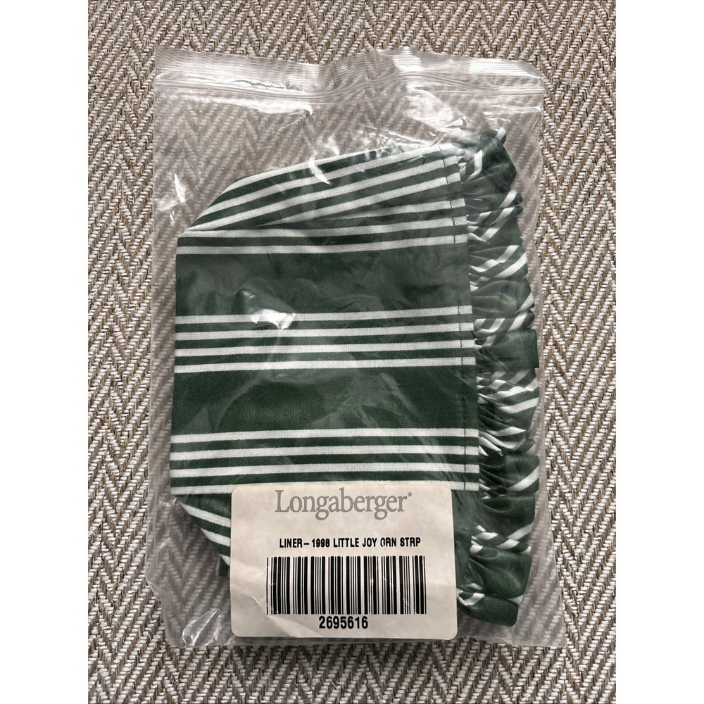 Longaberger #2695616 Green Stripe Liner for the 1998 Little Joy Basket